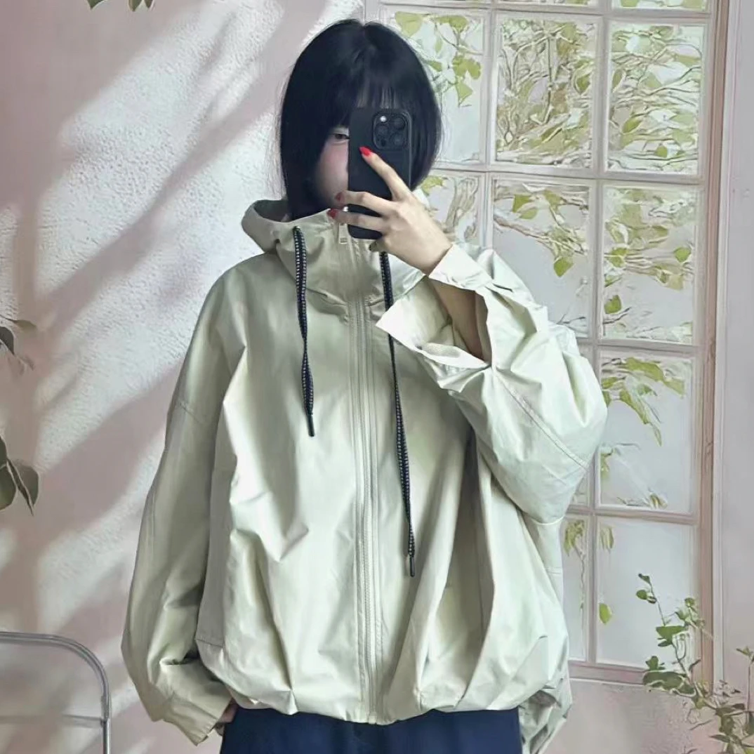 日系 防风保暖拉链耐磨短款长袖连帽短外套春秋情侣港风宽松