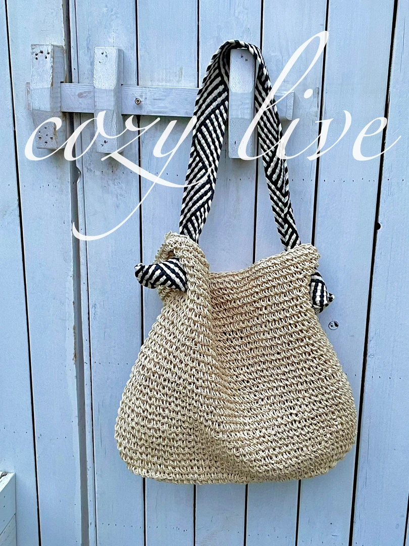 Cozy live·波西米亚·撞色肩带草编包沙滩包
