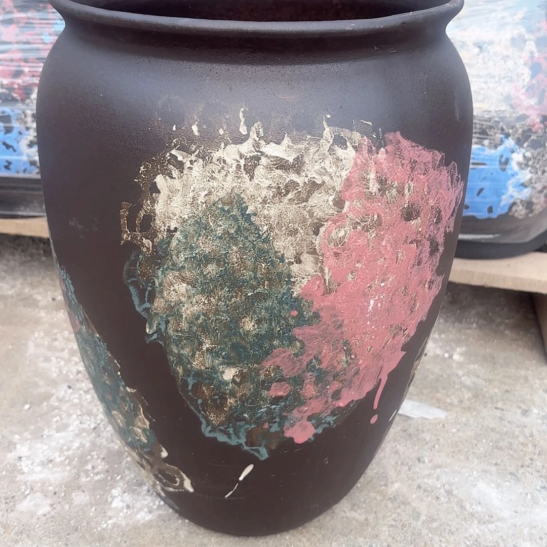 紫砂花盆油画口径26高度41福利