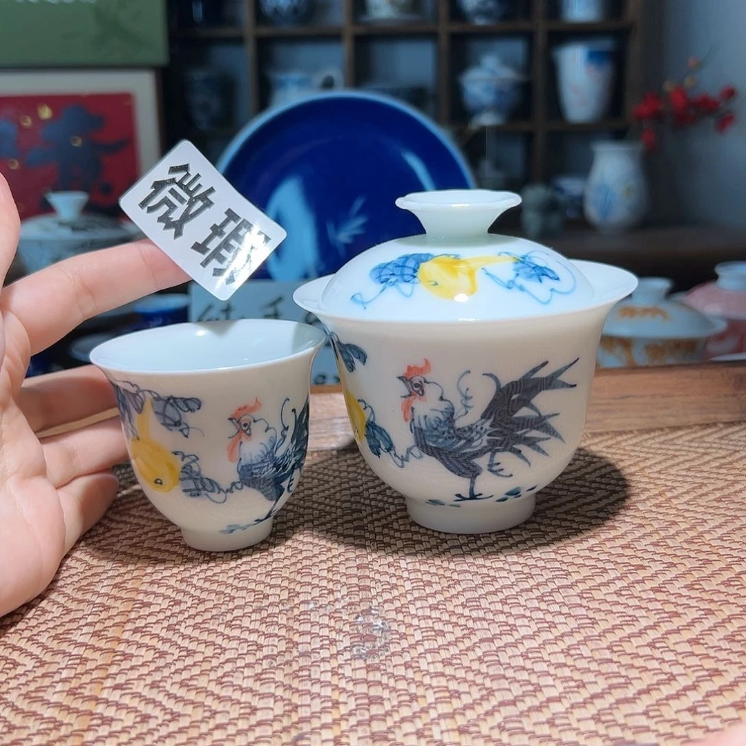 【闪购商品】微瑕 手绘 盖碗