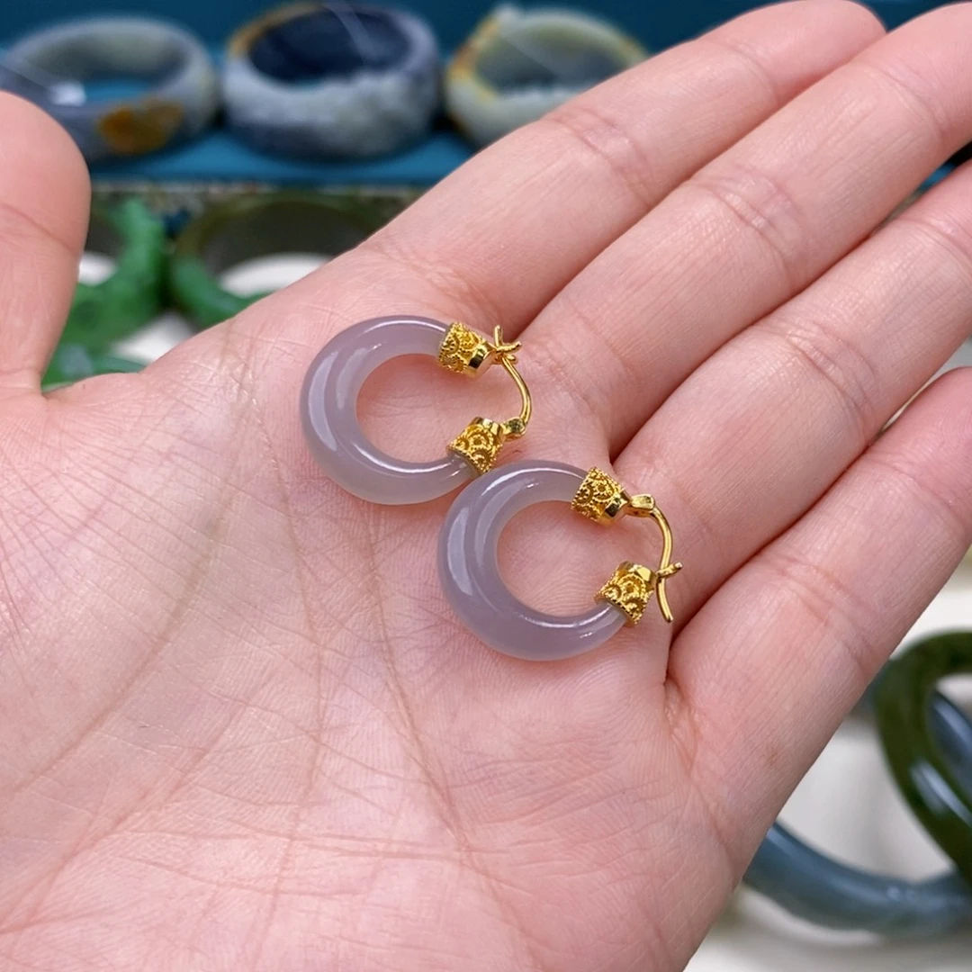 和田玉耳坠未镶嵌一**秋