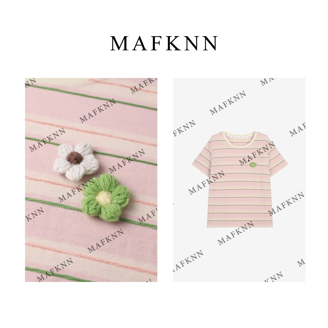 MAFKNN/玛肯时尚休闲简约圆领条纹夏季短袖T恤MK12233