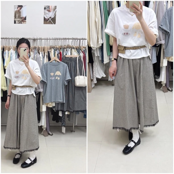 E sè 韩系女装新新款半身裙衬衫