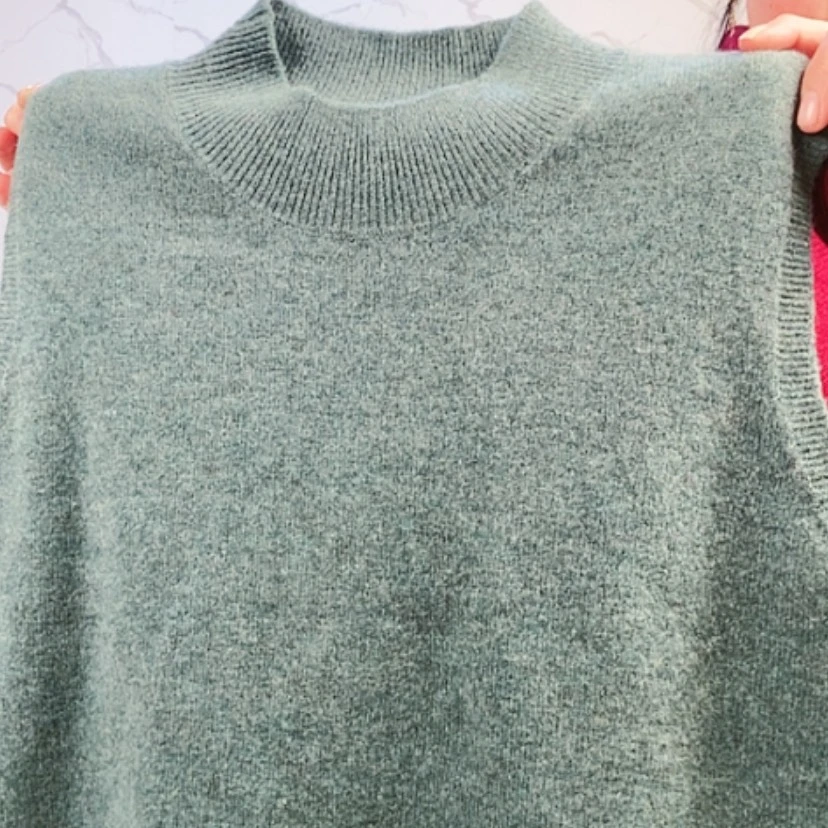 【闪购商品】无袖半高领羊毛衫