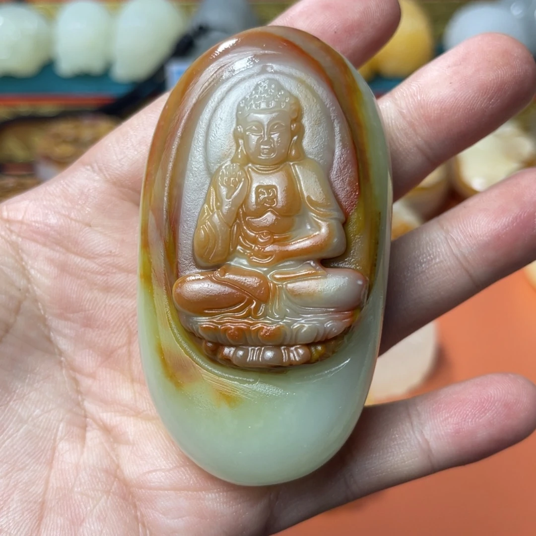 石材天然方解石手把件不退换