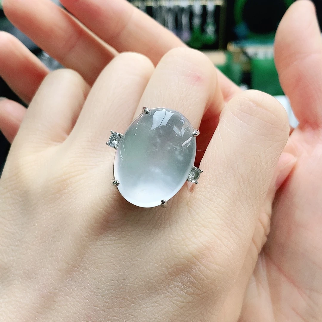 石英质玉银S925镶嵌戒指