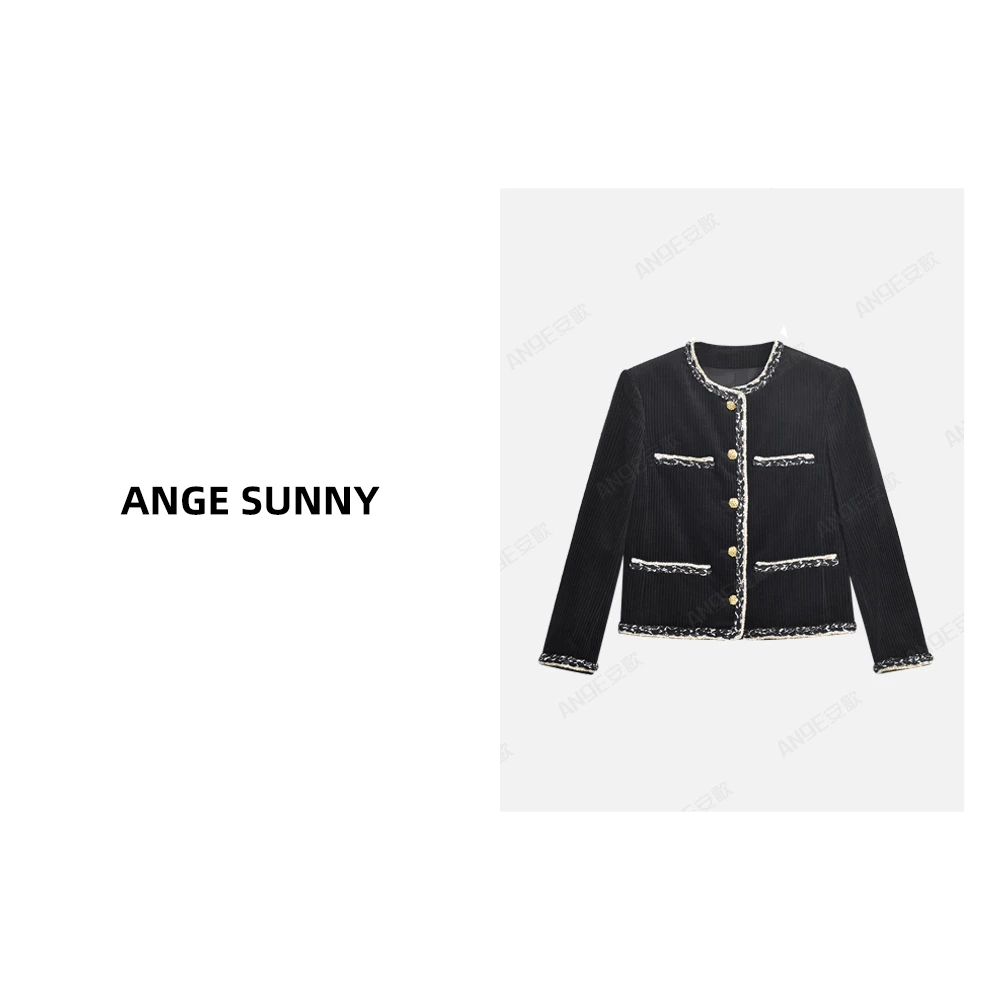 ANGE SUNNY【珍妮同款 小香灯芯绒外套】单排金扣双口袋长袖上衣