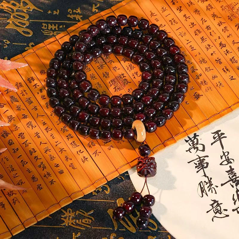 非金属木质手链 【忆念】国风108颗菩提文玩佛珠挂脖男女念珠