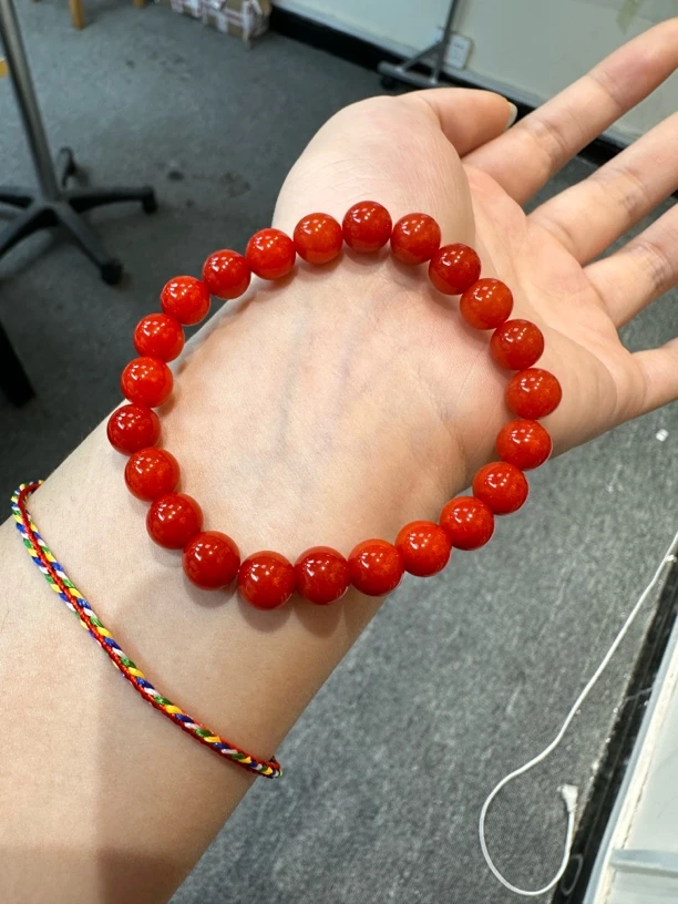 保山柿子红卡8毫米单圈手串