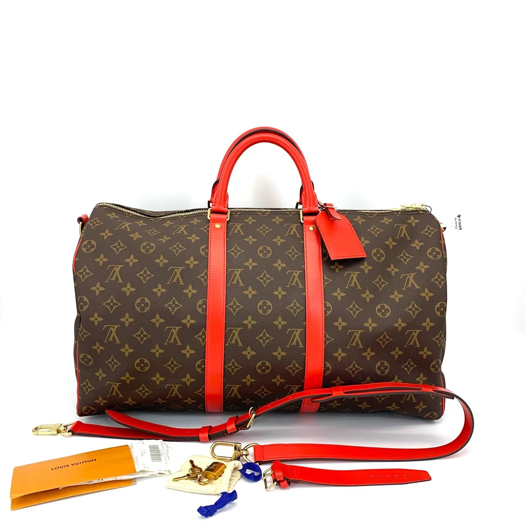 99新 LouisVuitton/路易威登 棕老花keepall旅行袋 尺寸50/29