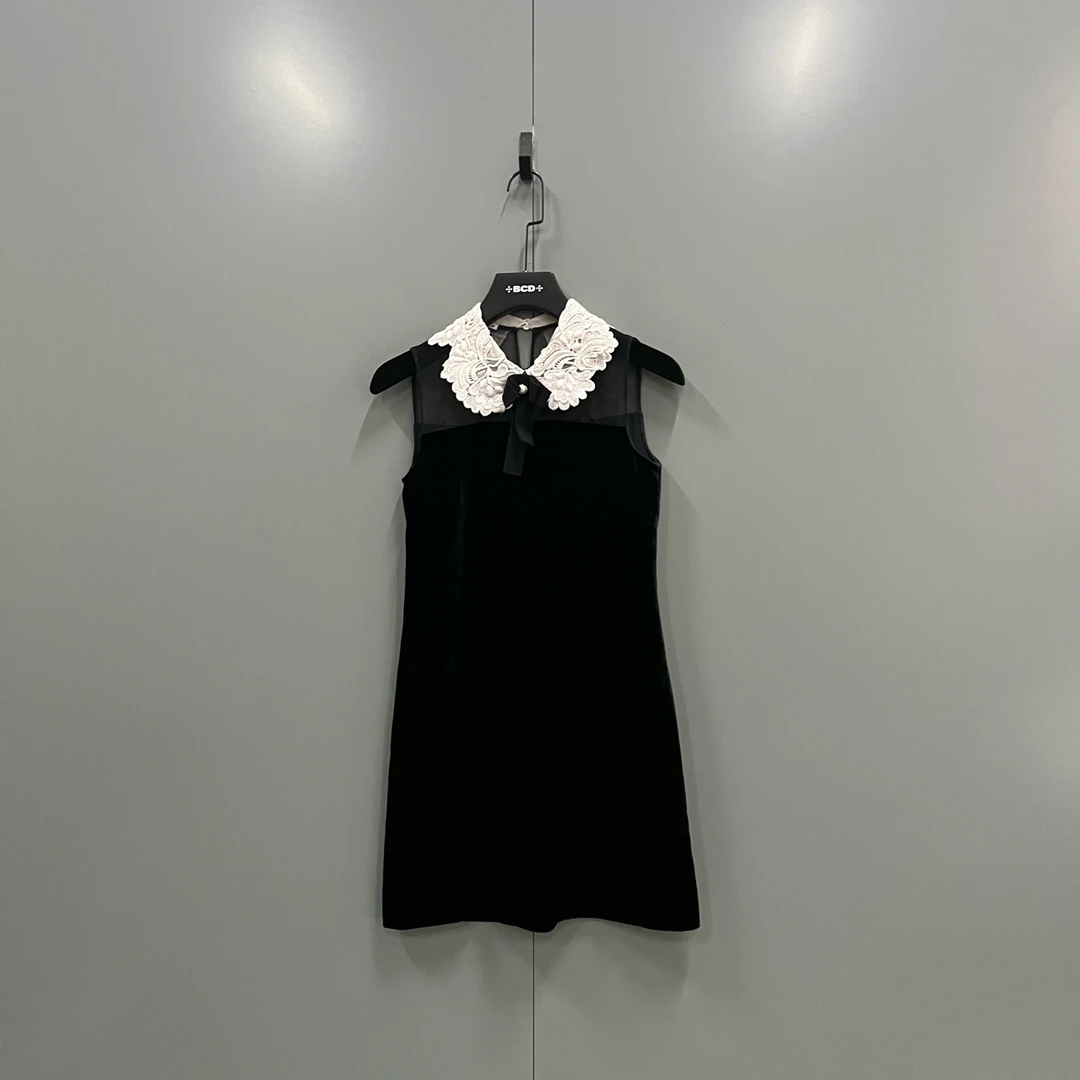 99新 MIU MIU/缪缪 t9 拼接蕾丝无袖连衣裙 36码 604997