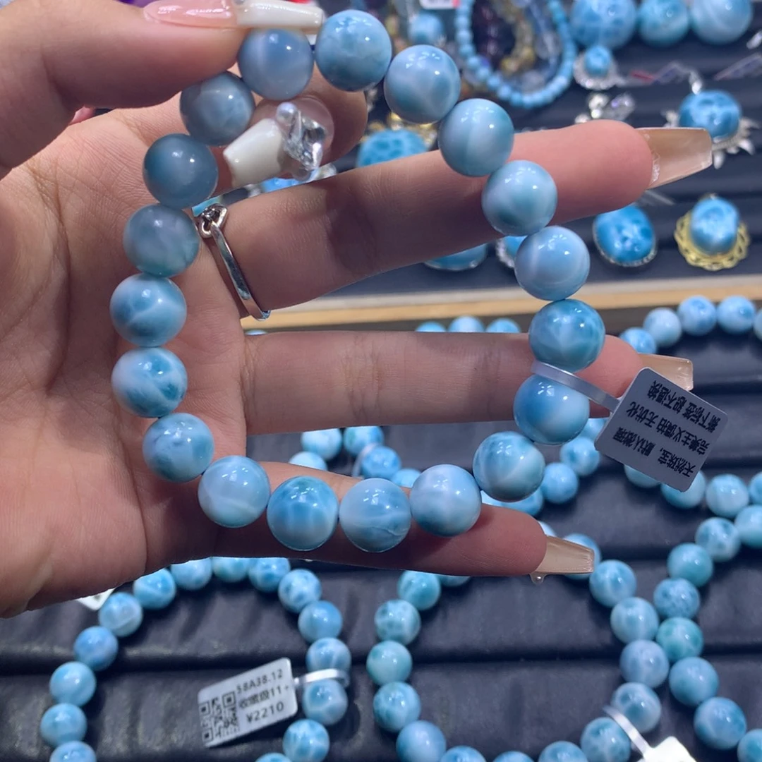 未镶嵌针钠钙石（海纹石）手链海纹石手串