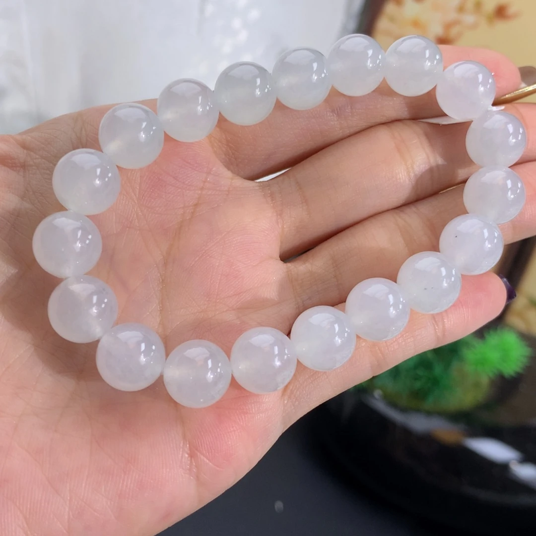 翡翠未镶嵌手串卡10冰胶白冰手串