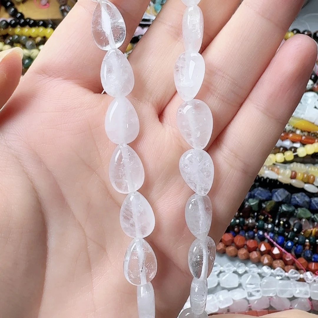 玛瑙/玉髓未镶嵌珠宝半成品白水晶水滴一条