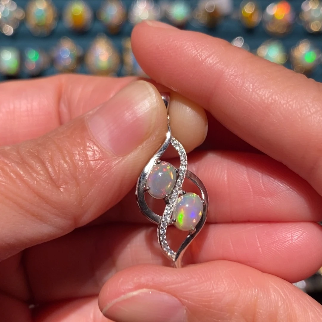 欧泊银S925镶嵌吊坠