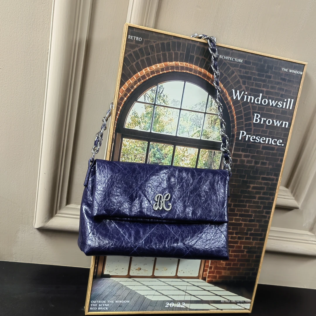 【芝麻集】QYX-9520-星空蓝RAIN.CUN休闲简约腋下斜跨轻奢女包