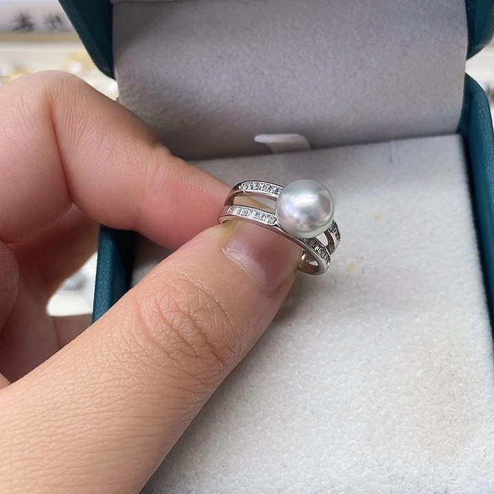 海水珍珠戒指银S925镶嵌