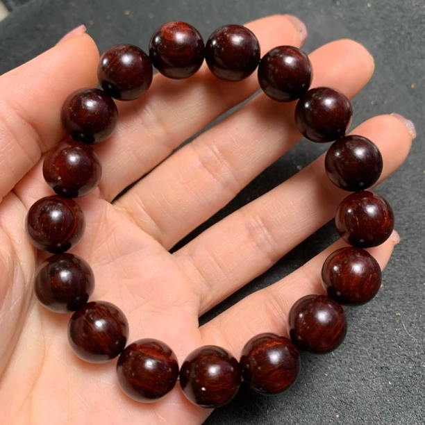 正区印度小叶紫檀约12圆珠手串放漏精品紫檀木阿勇吸粉檀香紫檀