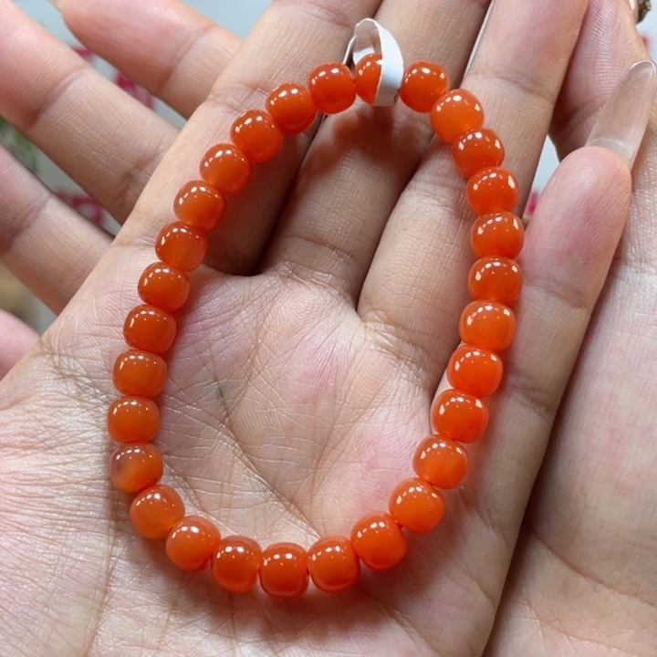 南红玛瑙原矿南红杨柳柿子红卡6.7老型手串未镶嵌