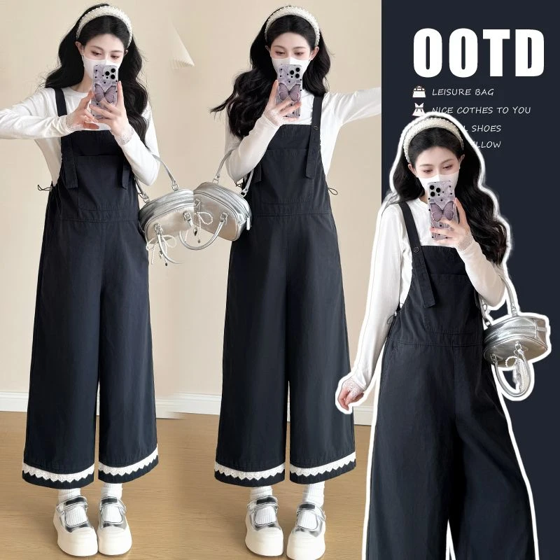 【贝贝】孕妇装2025春夏季新款宽松减龄背带裤小个子两件套装