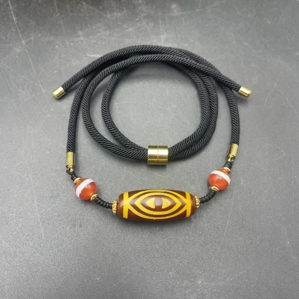 梵潮珠宝牙黄两眼天珠项链民族风时尚美观男女