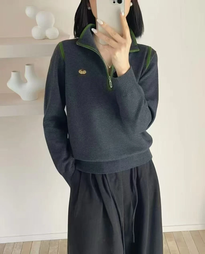 2025新款时尚气质百搭半拉链毛衣
