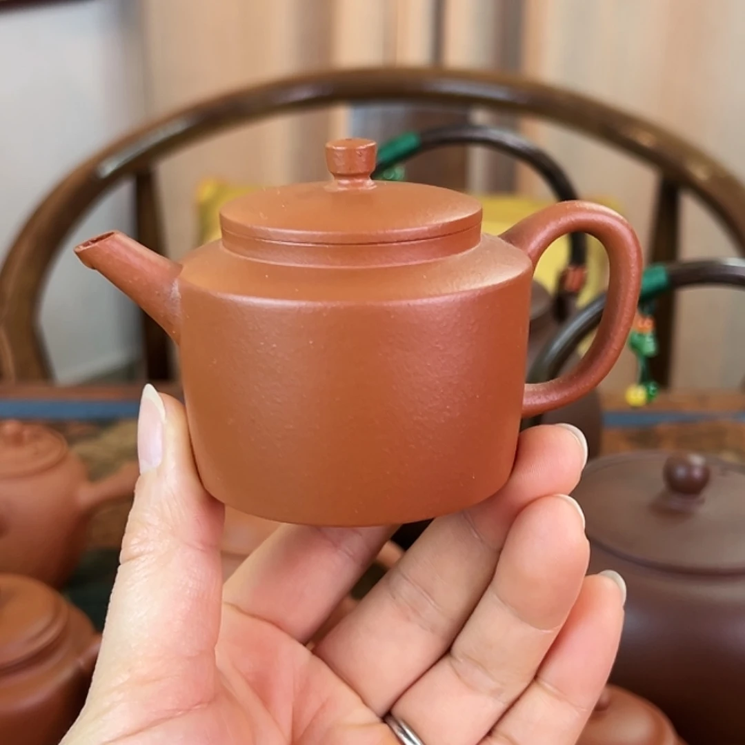 茶壶紫砂精品原矿 折肩平盖 生砂朱泥 130cc