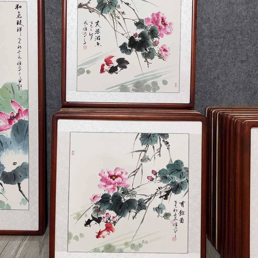 国画书画作品带框63×63