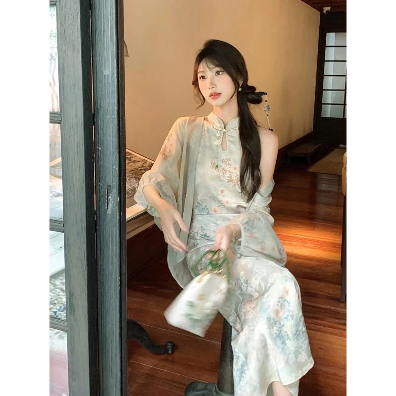 新中式国风时尚套装女夏季2025新款改良旗袍连衣裙两件套