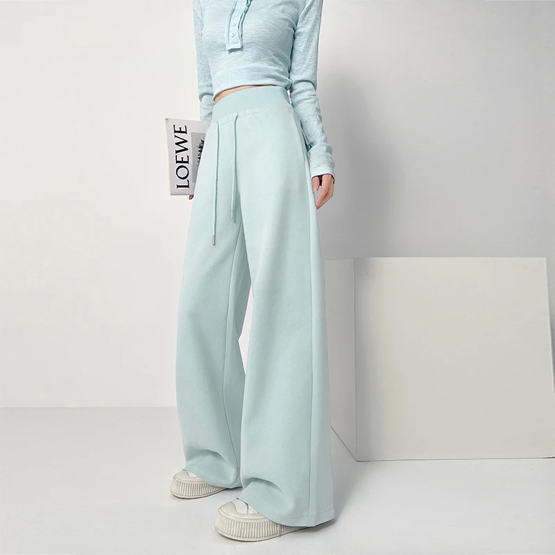 蚂蚁腰直筒阔腿裤春季新款高腰显瘦百搭垂感宽松直筒拖地休闲裤