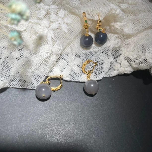 和田玉烟紫耳坠多样性发货拍一发一