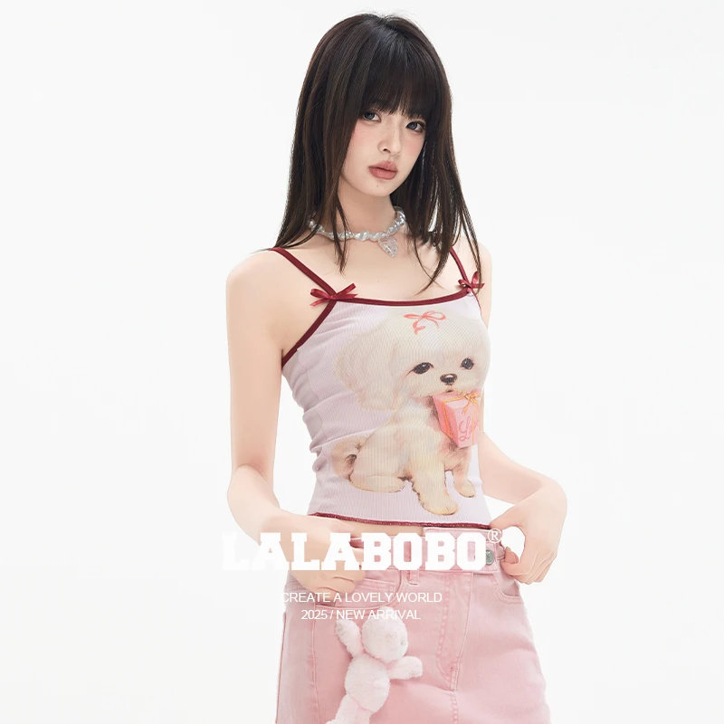 金源LALABOBO冰感背心夏新款女原创潮牌印花美背上衣LBEB-WSWT24