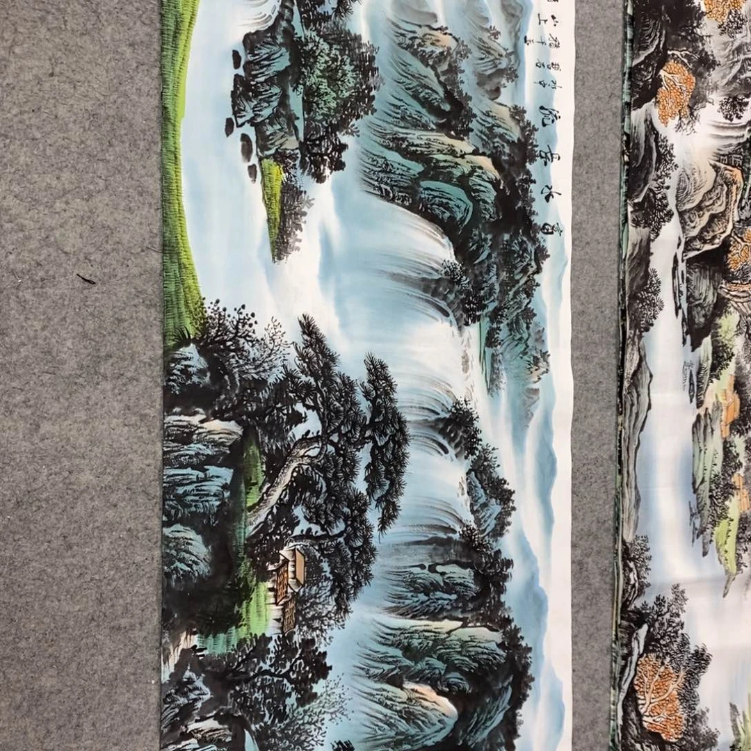 岑***艺横款富水长流小六尺画