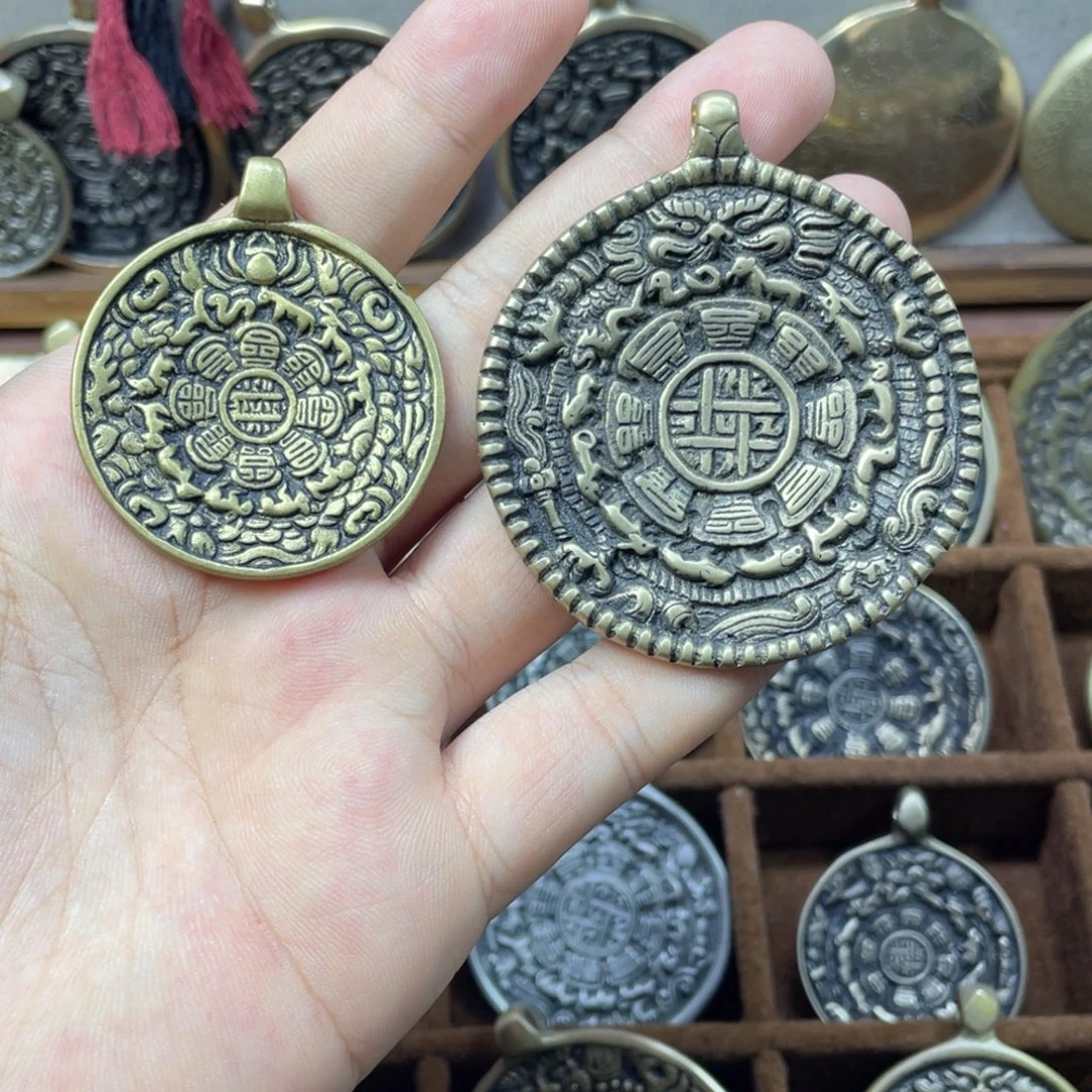 ****黄铜莲花九宫八卦牌