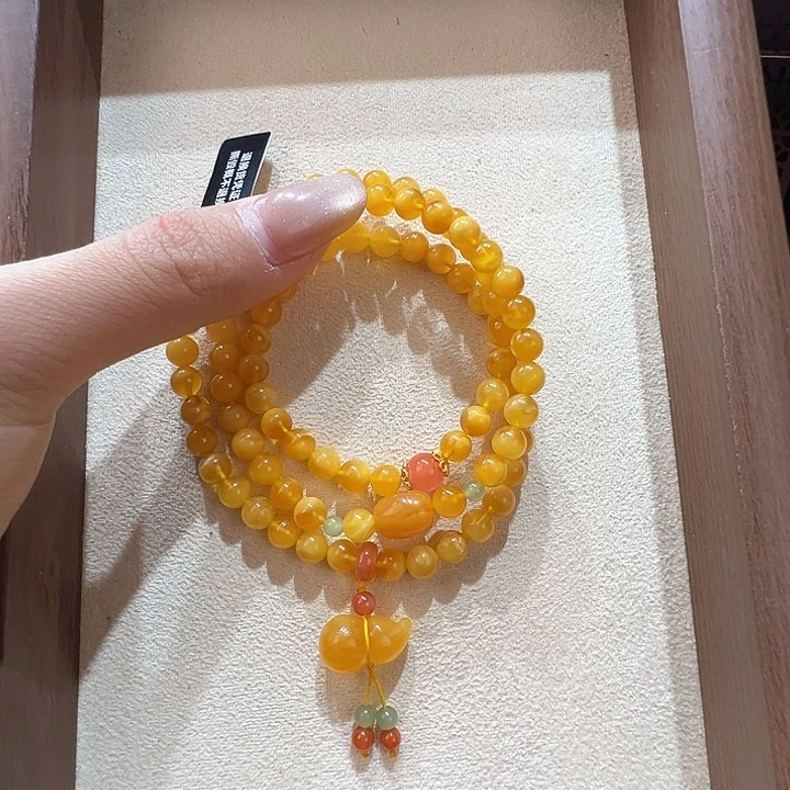 蜜蜡未镶嵌手串6.6mm蜜蜡手串