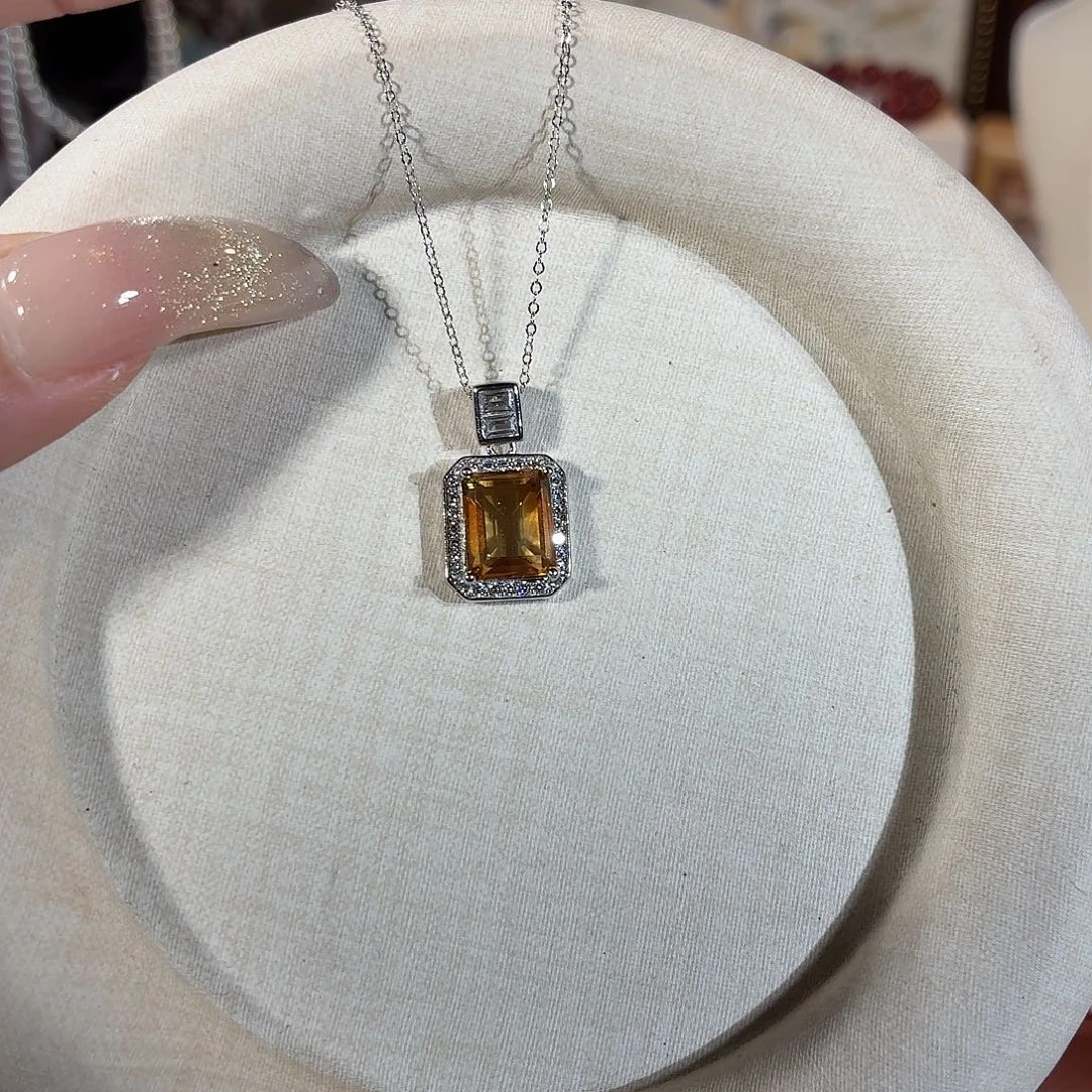 颈饰银S925镶嵌黄晶巴西黄项链