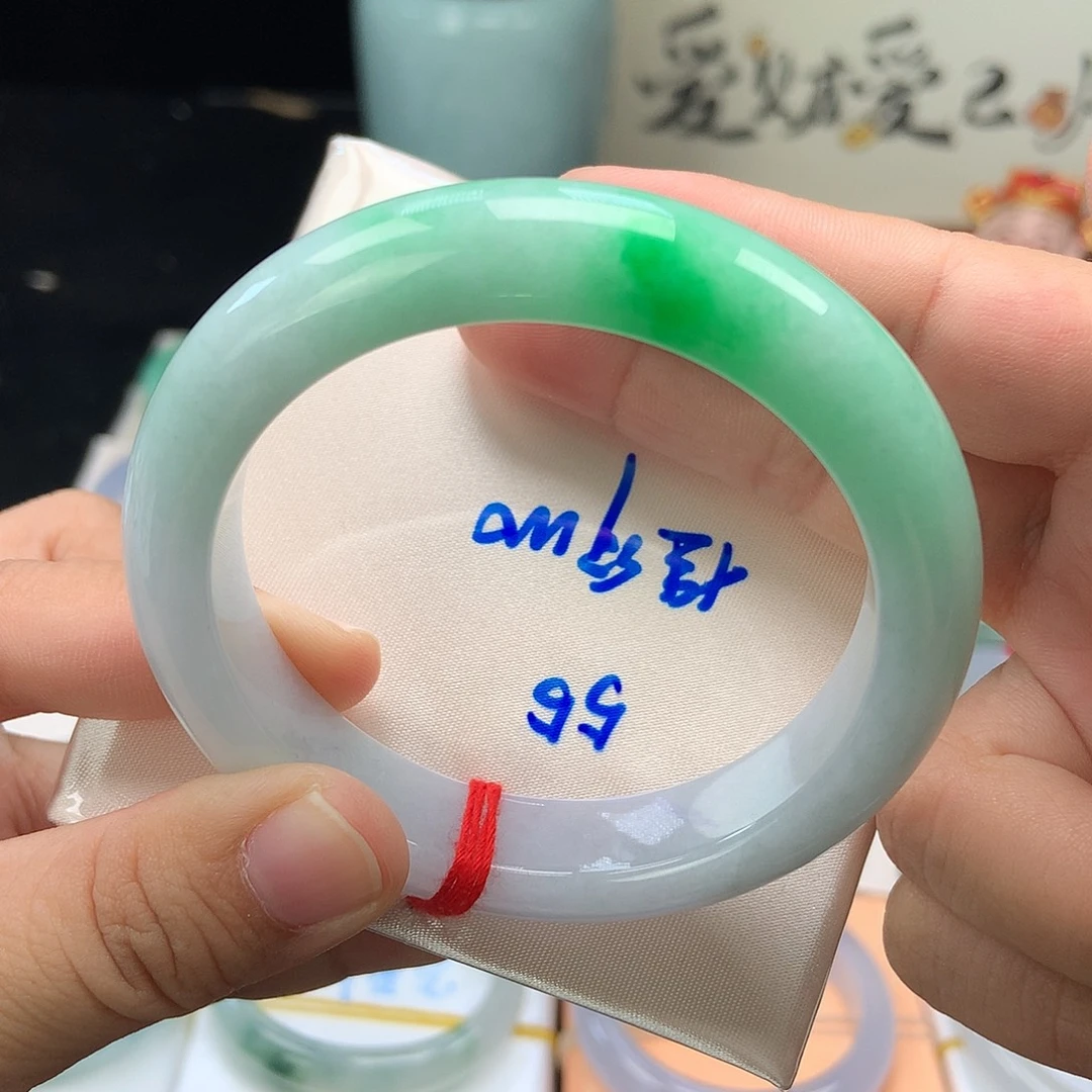 未镶嵌手镯翡翠37号 白底青超推荐