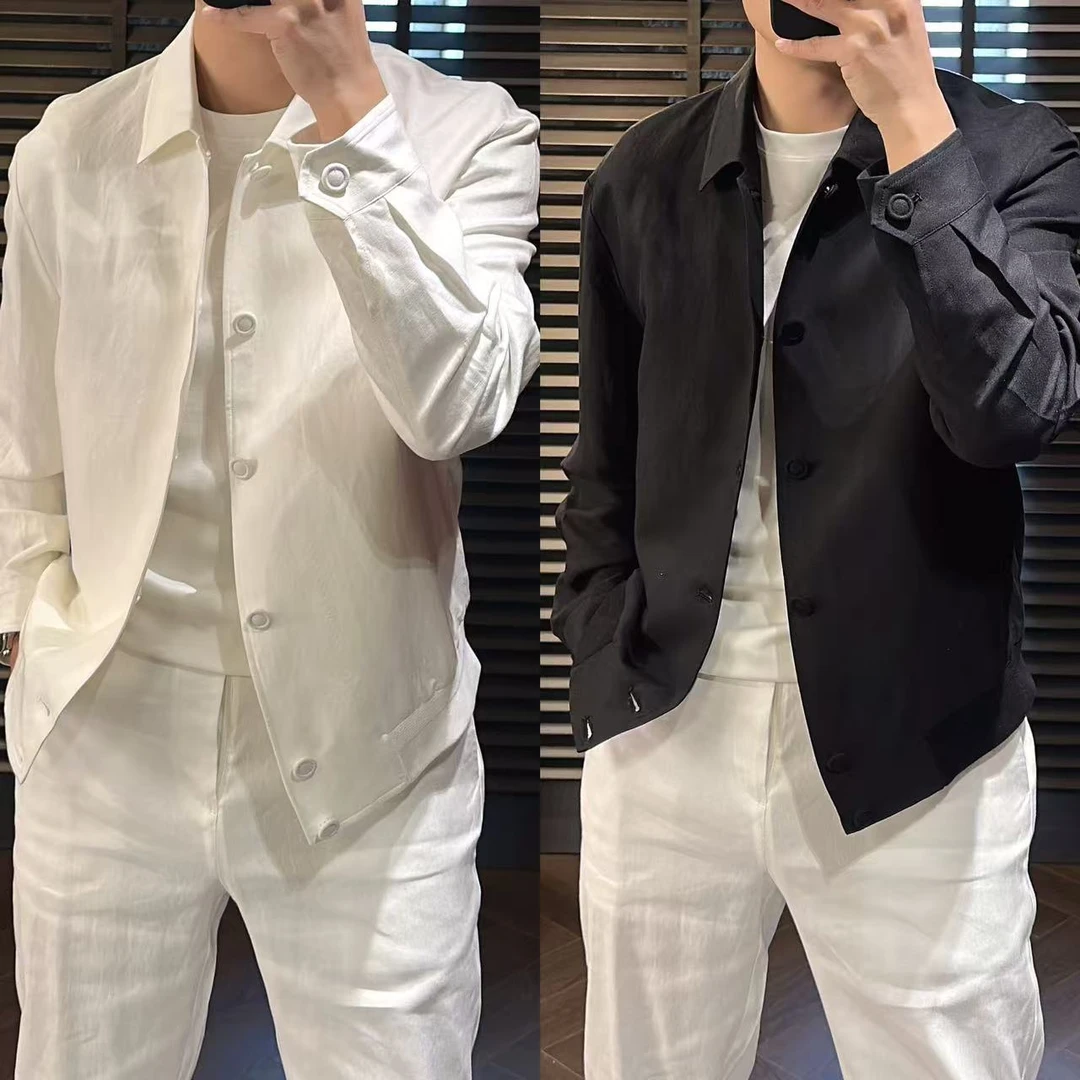 東•Dongzi 春季新品·欧货亚麻时尚松弛感男士夹克87068 F