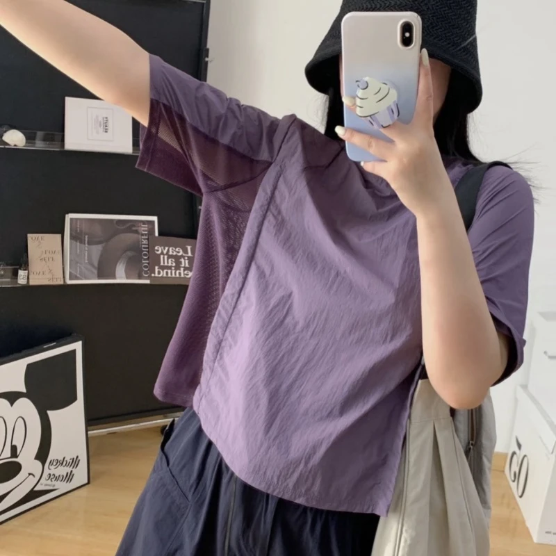 【氧气隧道】城市运动时尚设计后背网眼女款户外轻量透气T恤C1619