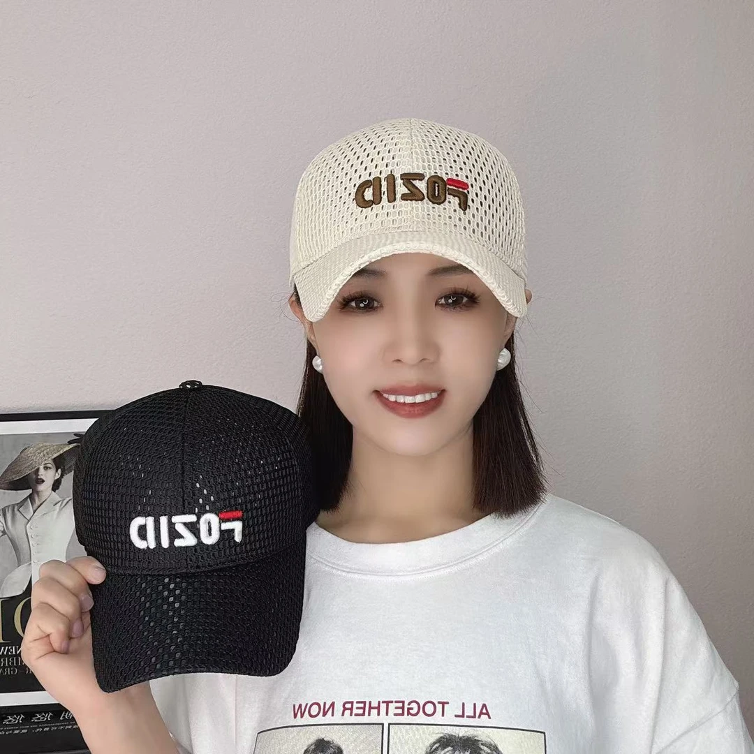 FOZID夏季男女同款高版本大网眼帽子字母太阳帽遮阳防晒鸭舌帽