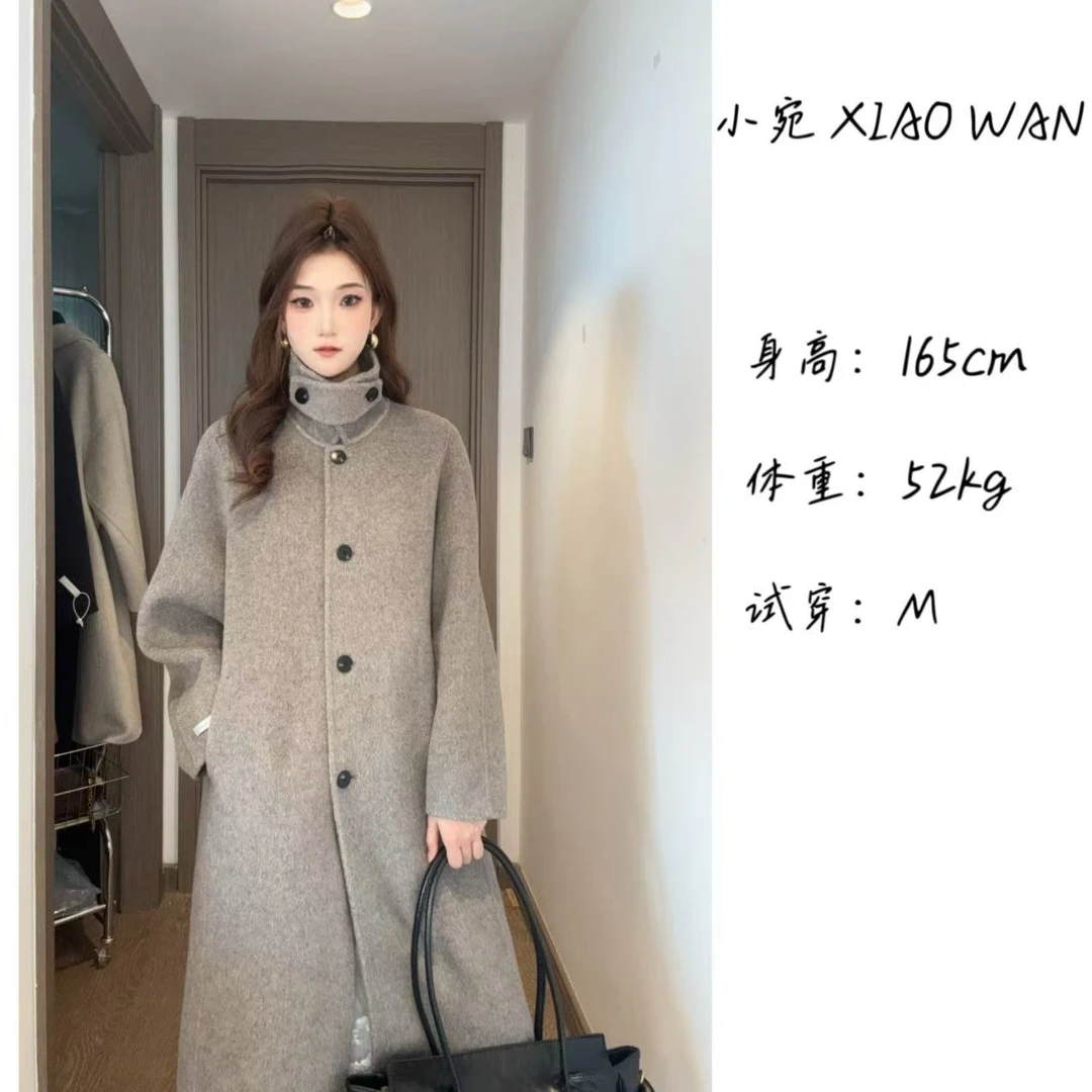 长款简约气质通勤网红百搭显瘦双面羊毛大衣 550610