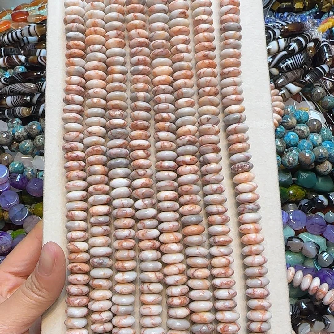 玛瑙/玉髓合金珠宝半成品12mm粉网络飞碟一条