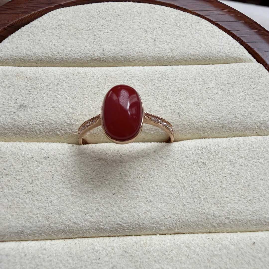 阿卡珊瑚18k金戒指——19030