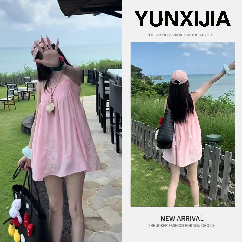 2025夏季新款时尚甜美减龄百搭设计感百搭显瘦吊带连衣裙女