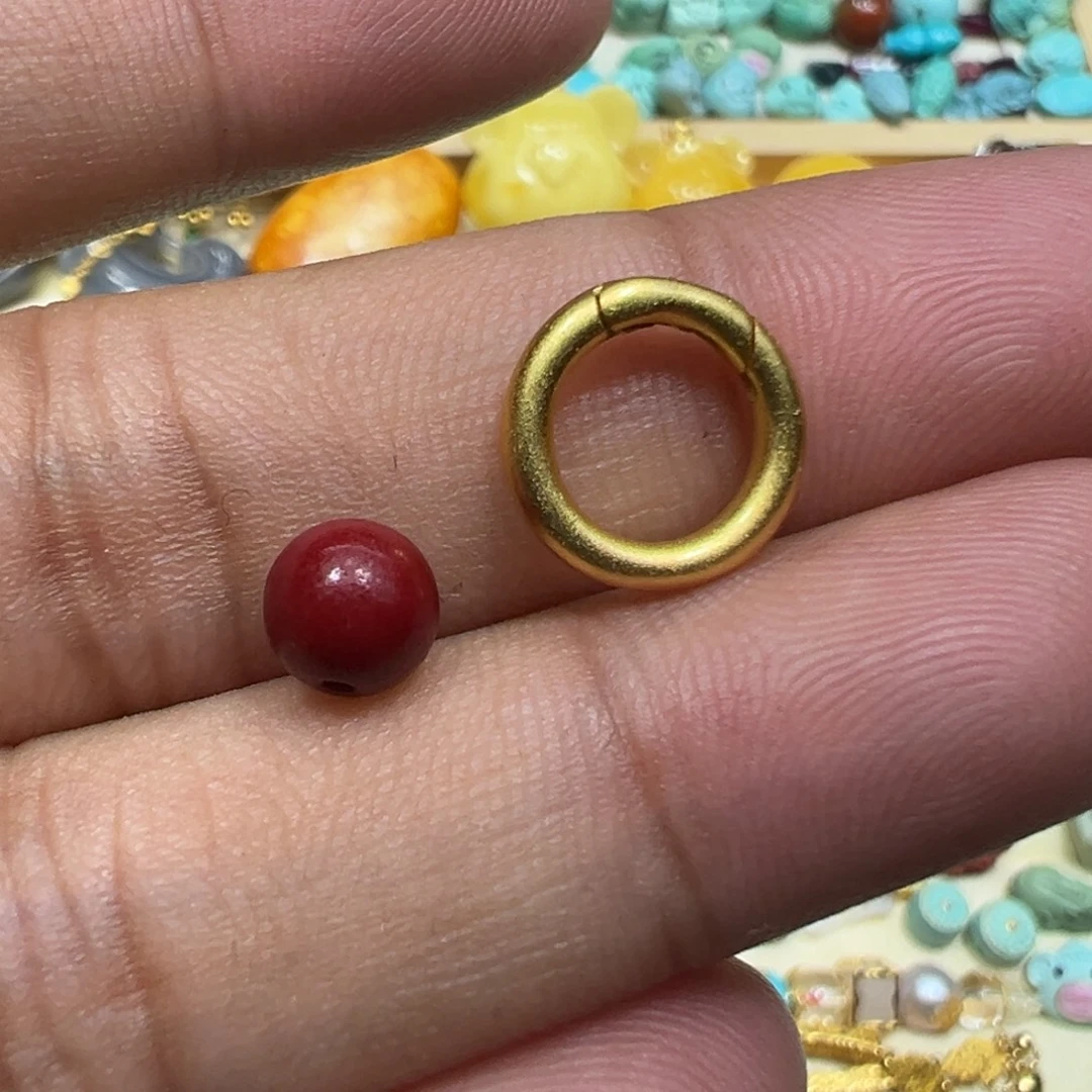 南红玛瑙银S925镀金镶嵌颈饰卡环