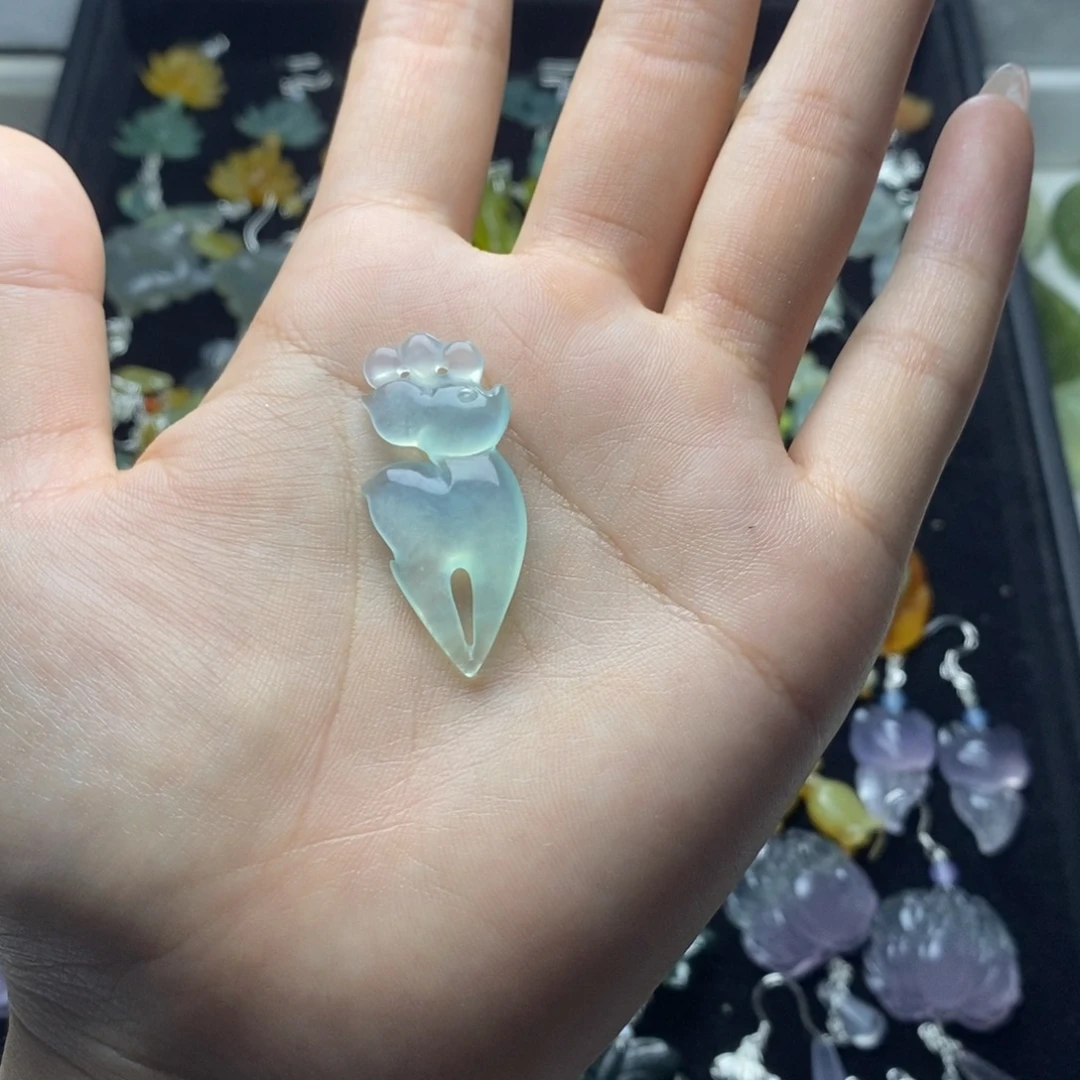 棉***糖蛇纹石玉未镶嵌耳饰/颈饰