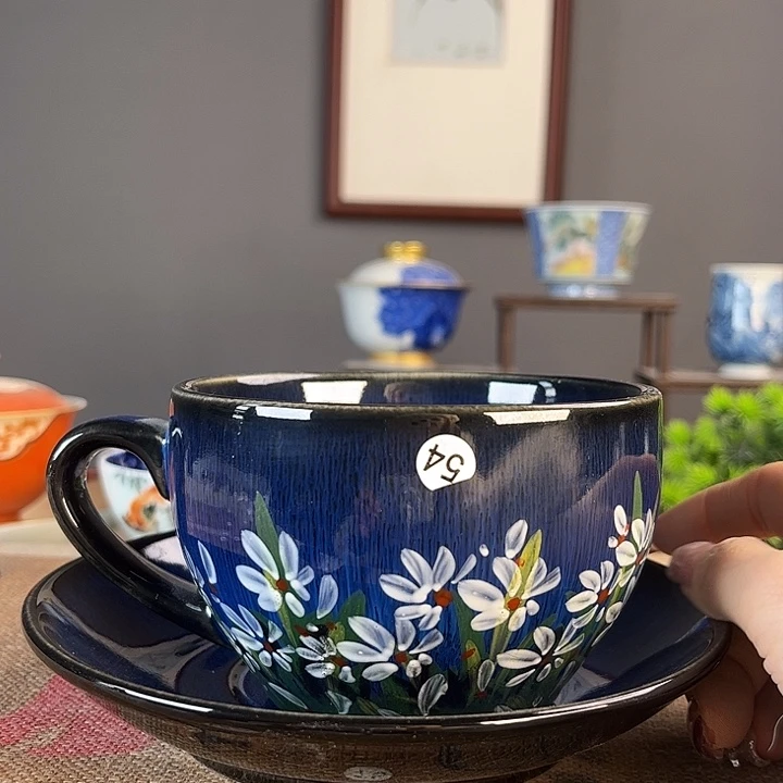 摆件景德柴烧茶杯多人