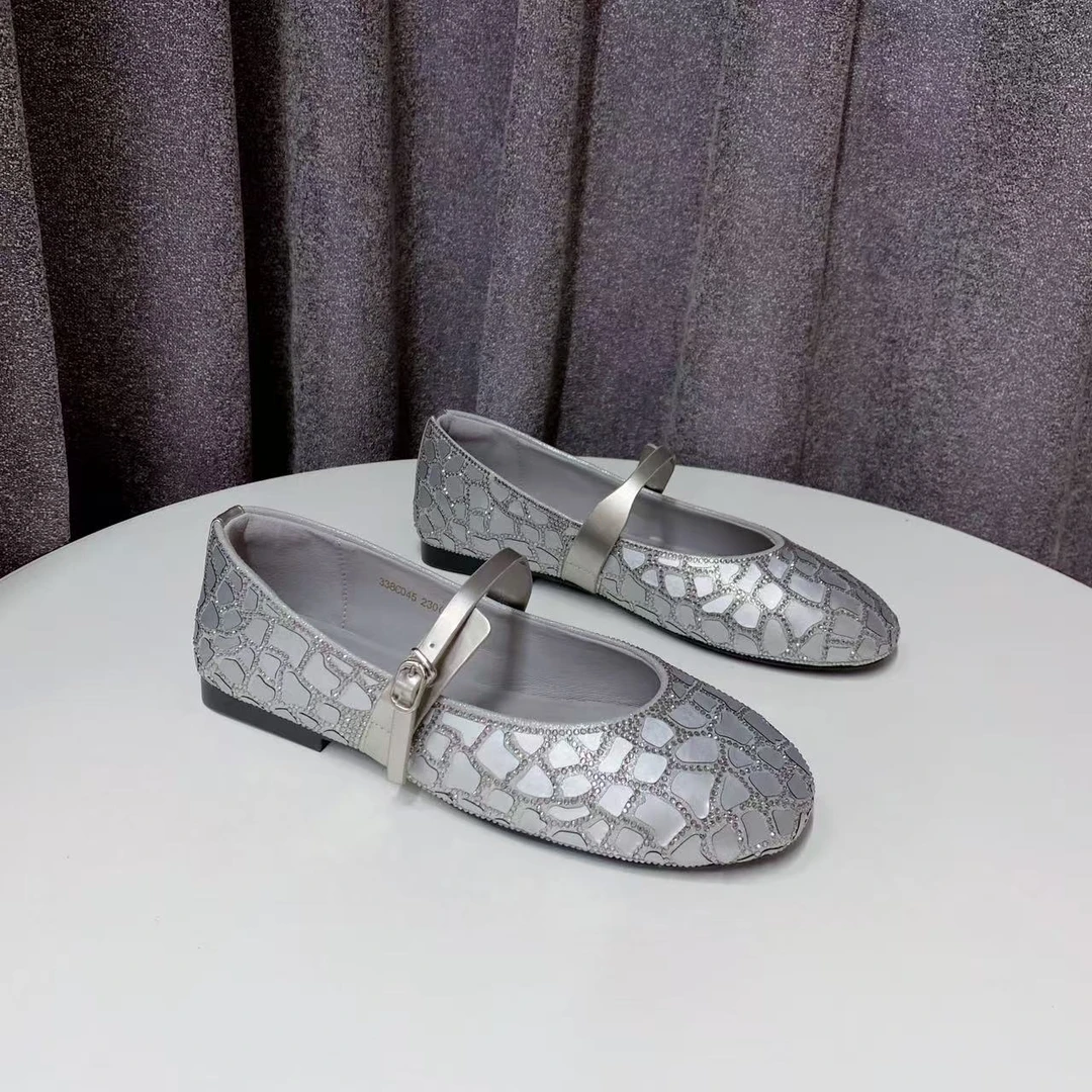 C6228 银色  时尚舒适低跟圆头2025新款高端浅口女单鞋