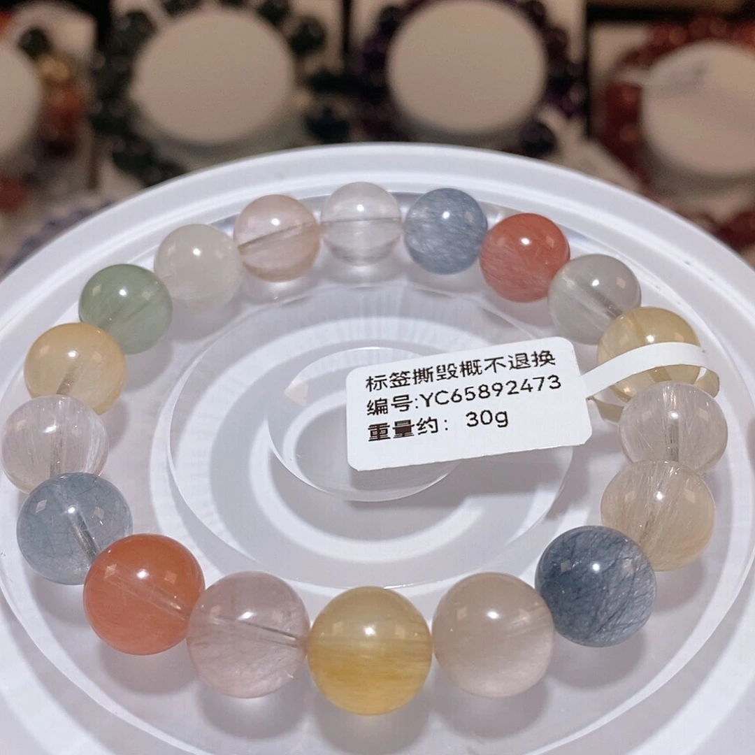 水晶手链未镶嵌F彩兔毛10.7