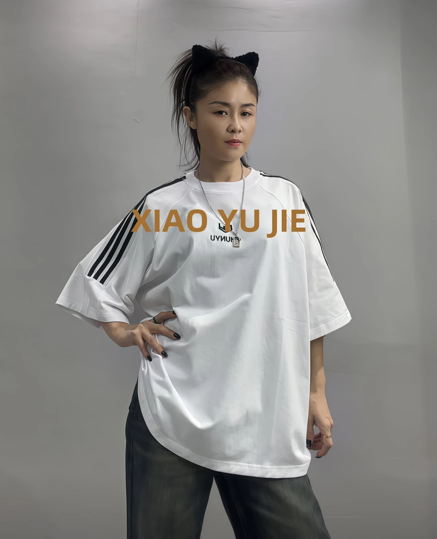 0094白色时尚T恤休闲宽松潮流圆领